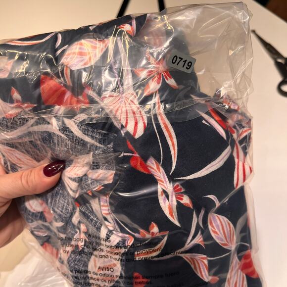 Draper James Black Floral 100% Linen Wrap Midi Dress Size 0 - Picture 10 of 10